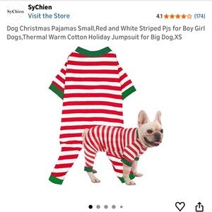 Red and White Striped Dog Pajamas